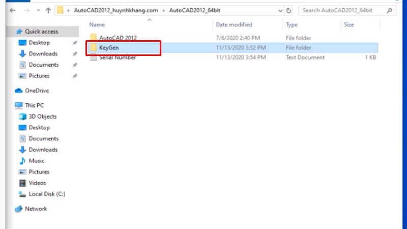 Tải Autocad 2012: Video hướng dẫn cài đặt dễ 20 Vào thư mục keygen