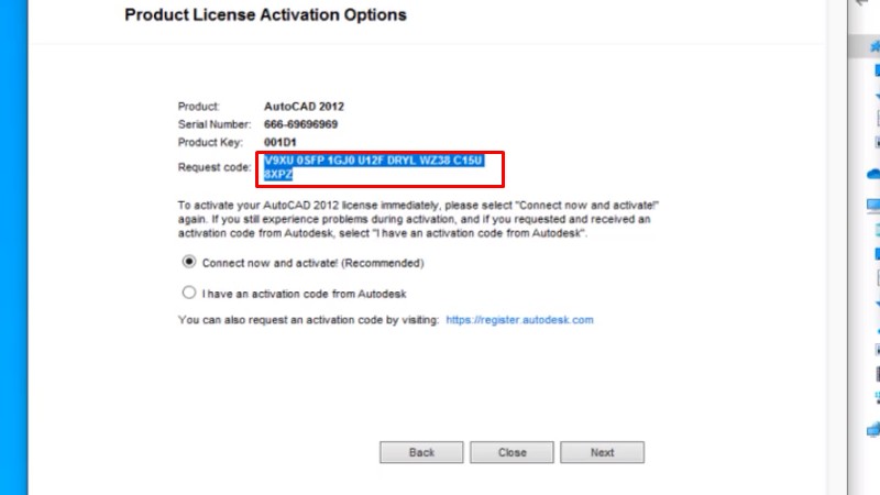 Tải Autocad 2012: Video hướng dẫn cài đặt dễ 22 Copy Request Code như hình