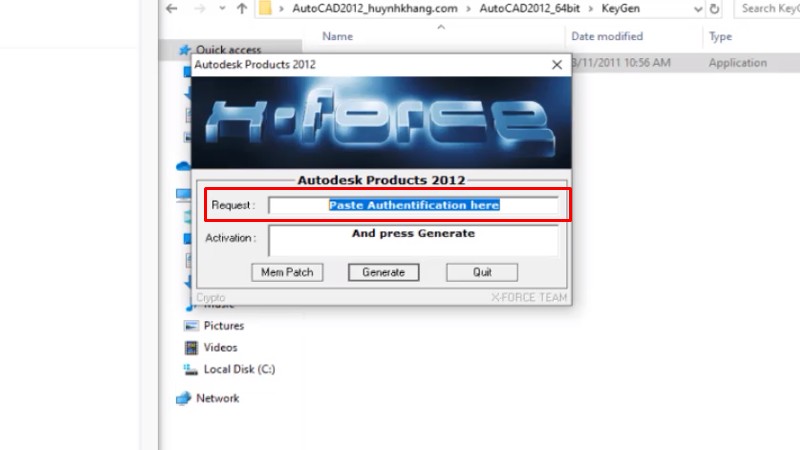 Tải Autocad 2012: Video hướng dẫn cài đặt dễ 23 Paste vào Ô Request như hình