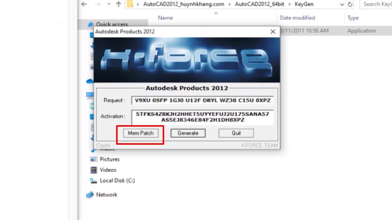 Tải Autocad 2012: Video hướng dẫn cài đặt dễ 25 Bấm vào Mem Patch