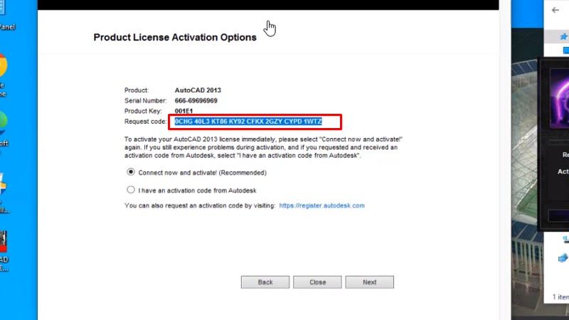 Tải AutoCad 2013: Hướng Dẫn Cài Đặt Chi Tiết Nè 25 Copy Request Code như hình