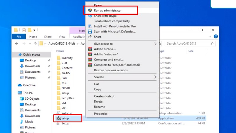 Tải AutoCad 2013: Hướng Dẫn Cài Đặt Chi Tiết Nè 11 Chuột phải Setup và chọn Run as admin