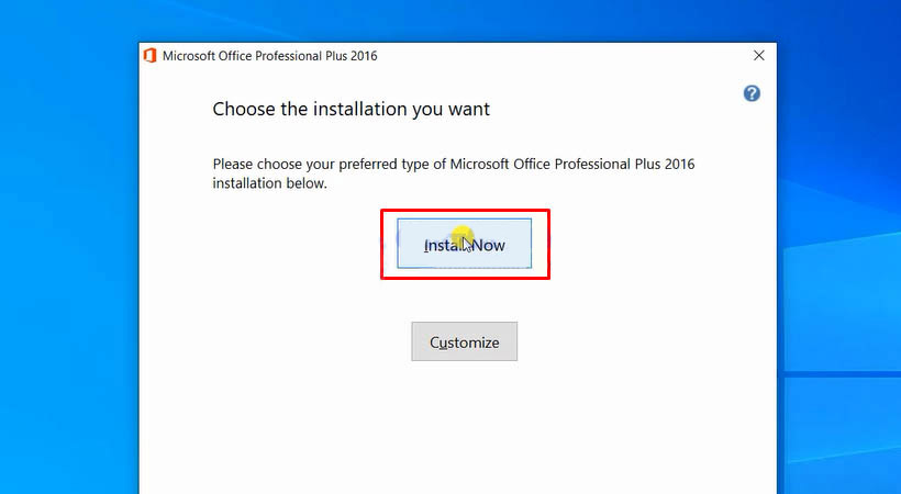 Bấm vào mục Install now