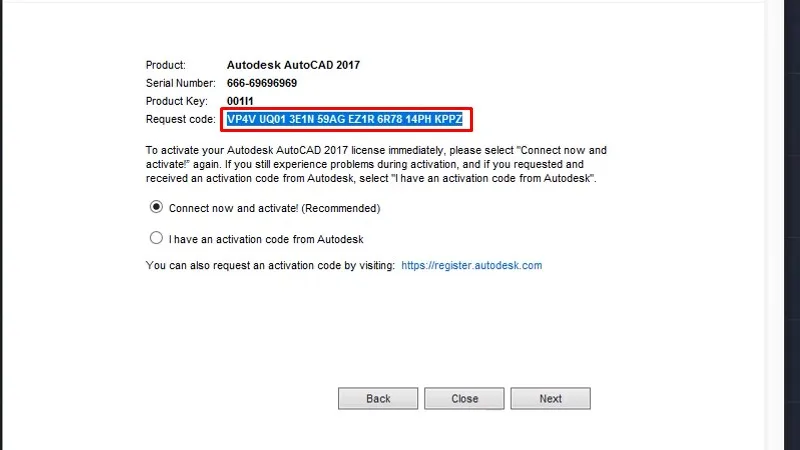 Tải AutoCad 2017 Và Hướng Dẫn Setup Chi Tiết 26 Copy Request code như hình