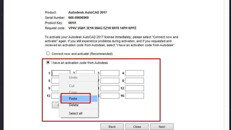 Tải AutoCad 2017 Và Hướng Dẫn Setup Chi Tiết 33 Paste vào ô số 1 như hình